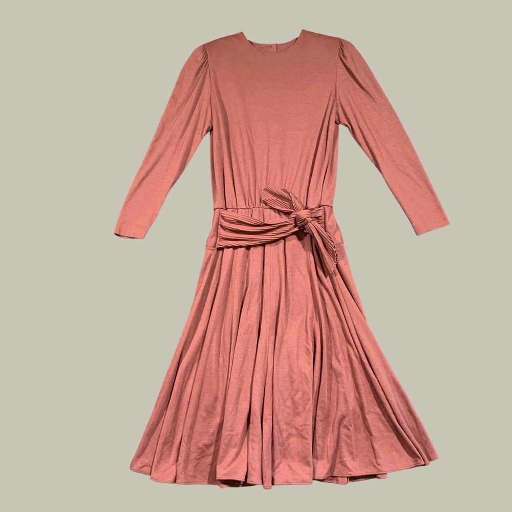 Joan Sparks for Daniel Barrett Dress Womens M Vintage Rose Tie Waist 80s Retro